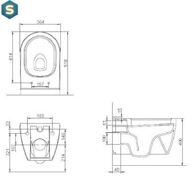 Унітаз підвісний Volle Amadeus 13-06-055Black з кришкою Soft Close, Чорний/золото
