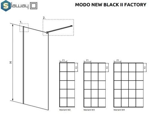 Душевая перегородка Radaway Modo New Black II Factory 140 см профиль черный 389144-54-55