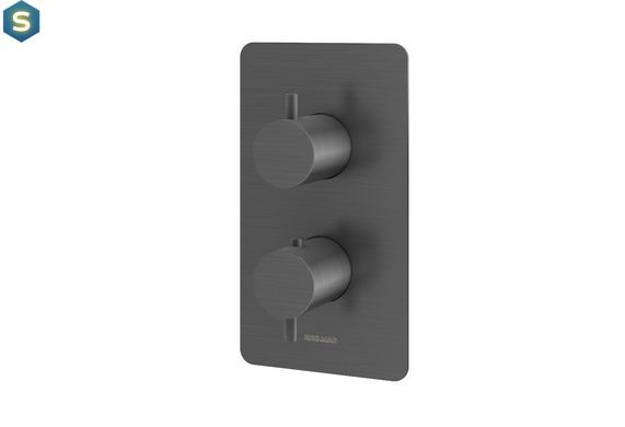 Душевая система Kohlman Axel 25 graphite с термостатом + BOX скрытого монтажа KPL-QW433AG25, Графит
