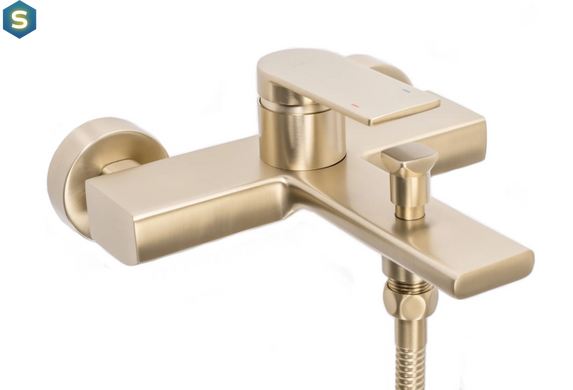Смеситель для ванны Rea Verso настенный с изливом brushed gold REA-B6565, Золотой