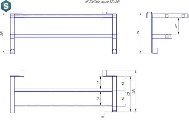 Полиця для рушникосушарки HF Sheffield проф. 520x204 3.0.1200.13.BM, Черный матовый