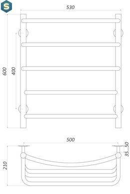 Рушникосушка водяна Unio LКD W 600-500-5 Драбинка Каскад Дуга, Хром