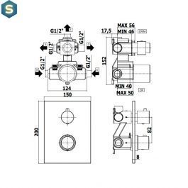 Душова система Paffoni Shower з термостатом та виливом 200x200 мм black matt KITLIQ519NO200, Черный матовый