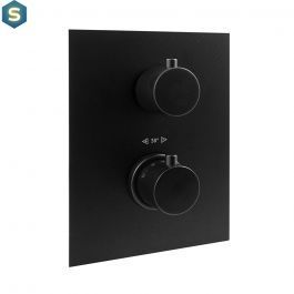 Душова система Paffoni Shower з термостатом та виливом 200x200 мм black matt KITLIQ519NO200, Черный матовый