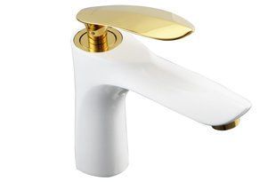 Смеситель для умывальника Mexen Lily white gold низкий MEX-73600-25, Белый