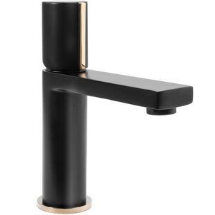 Змішувач для умивальника Rea Icon black L.gold чорний низький REA-B5680, Чорний/золото