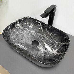 Умывальник VBI Ravenna black opal glossy накладний VBI-011225, Чорний/золото