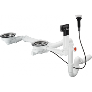 Сифон із переливом для мийки з композиту Hansgrohe D17-11 на дві чаші 43938000