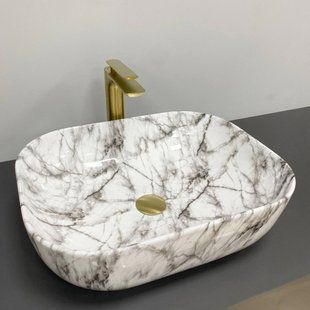 Умывальник VBI Bergamo black stains glossy накладний VBI-012503, Мармур