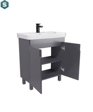 Тумба Мойдодир Simple Graphite 70-U з умивальником River 70 графітова універсальна, Графит