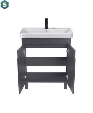 Тумба Мойдодир Simple Graphite 70-U з умивальником River 70 графітова універсальна, Графит