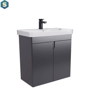 Тумба Мойдодир Simple Graphite 70-U з умивальником River 70 графітова універсальна, Графит