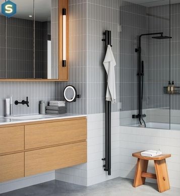 Полотенцесушитель водяной Terma Rolo Hanger 1200x95 Ral 9005 matt WGROW120009K9M5SX, Черный матовый