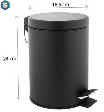 Корзина для мусора Yoka Labi black 3л. для ванной комнаты, туалета CH.LABI-BLK, Черный матовый