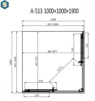 Душова кабіна Dusel A-513 100x100x190 тоноване, Хром, тонованний, хром, 100x100