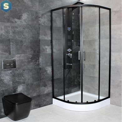 Душевая кабина Dusel EF-182B Black Matt 100x100, Черный матовый, прозрачный, черный матовый, 100x100
