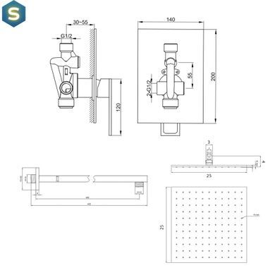 Душевая система Kohlman Nexen 25 chrome + BOX скрытого монтажа QW220UQ25, Хром