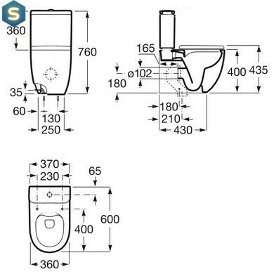 Чаша напольного унитаза Roca Meridian-N Rimless A34224L000, Белый