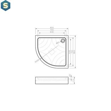 Душовий піддон Koller Pool Grace акриловий 80x80, напівкруглий GRACE80R, Білий, білий