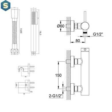 Смеситель для душа Kohlman Axel chrome настенный KPL-QW120A, Хром