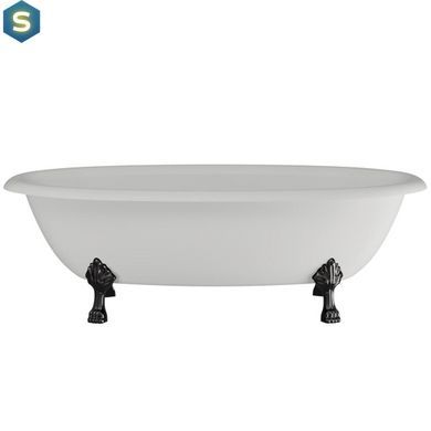 Ванна отдельностоящая матовая Amidicon Olimpia 180x90 белая из литого камня черные ножки OLIMPIA_180_nizhk-bl_MAT, Белый