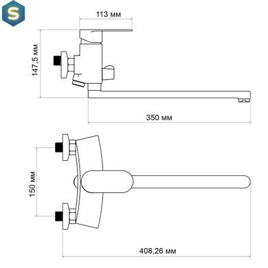 Смеситель для ванны Lidz Tani 005 с поворотным изливом (c душевым гарнитуром) (k40) LDTAN005CRM44962 Chrome, Хром