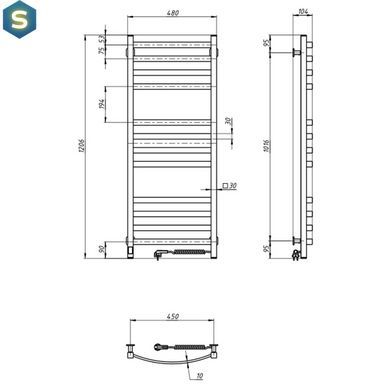 Электрический полотенцесушитель Navin Avalon 480x1200 Sensor правая, белая 10-043153-5010, Белый, Правое, Электронный