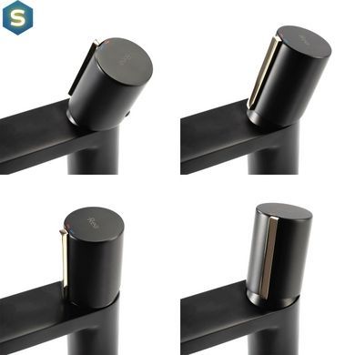 Змішувач для умивальника Rea Icon black L.gold чорний низький REA-B5680, Чорний/золото