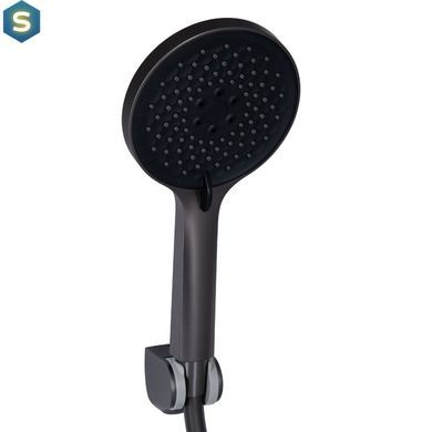 Змішувач для ванни Qtap Vlasta New з довгим поворотним виливом (з душовим гарнітуром) QTVLA260GMB45645 Gunmetal Black PVD, Шліфований чорний хром