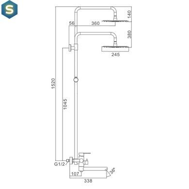 Душевая система Frap F24801, поворотный излив - переключатель на лейку, 1 режим, нержавеющая сталь, Нержавеющая сталь