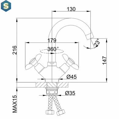 F13731-B (H731) Змішувач для умивальника буксовий гайка Frap 1/10, Хром