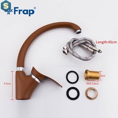 F4101-14 (F41) Змішувач для кухні U гайка &Oslash;40 коричневий Frap 1/10, Цемент матовий