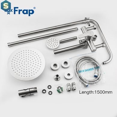 Душевая система Frap F24801, поворотный излив - переключатель на лейку, 1 режим, нержавеющая сталь, Нержавеющая сталь