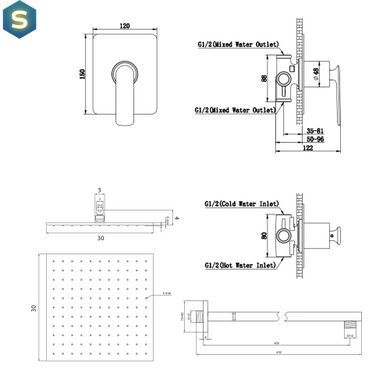 Душова система Kohlman Experience 30 graphite + BOX прихованого монтажу KPL-QW220EGQ30, Графит