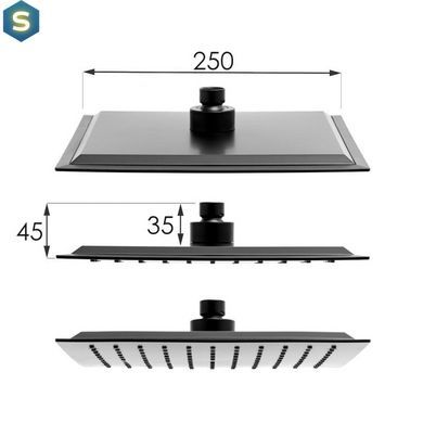 Душова система Yoka Cube 25 Black з виливом BP.CUBE-25-BLK, Черный матовый