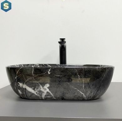 Умывальник VBI Ravenna black opal glossy накладний VBI-011225, Чорний/золото