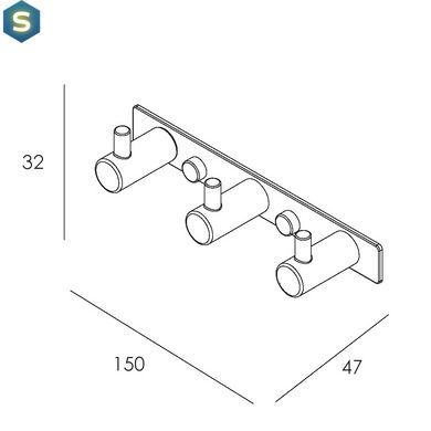 Планка с 3 крючками Imprese Skala хром 103275, Хром
