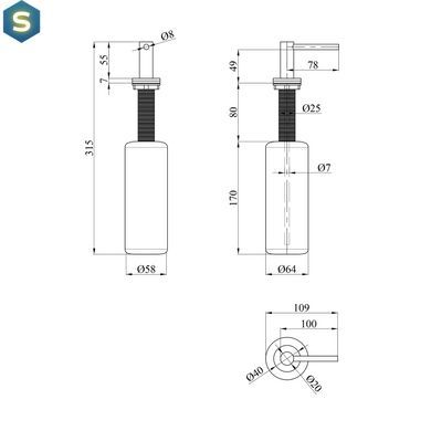 Дозатор для моющего средства Kroner KRP Spender - ECG039 CV030011, Нержавеющая сталь