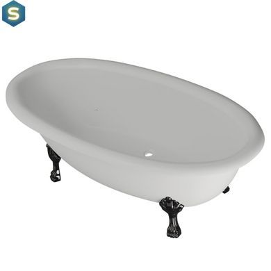 Ванна отдельностоящая матовая Amidicon Olimpia 180x90 белая из литого камня черные ножки OLIMPIA_180_nizhk-bl_MAT, Белый