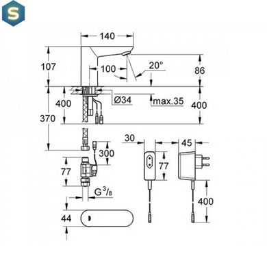 Кран для умивальника сенсорний Grohe Euroeco 36269000
