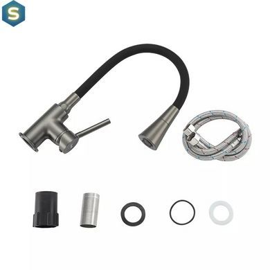 Смеситель для кухни с гибким изливом Frap F4044-9, Графитовый хром