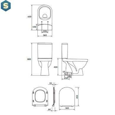 Унитаз-компакт ZIP Cersanit Zip 785 SimpleOn 021 3/5 л с сиденьем duraplast Slim Soft Close K121-015