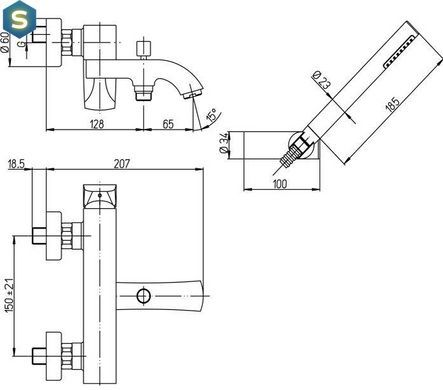 Змішувач для ванни Paini F1 F1CR105, Хром