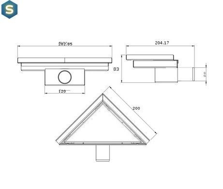 Трап для душу Mexen Flat 20x20 gold кутовий MEX-1510320