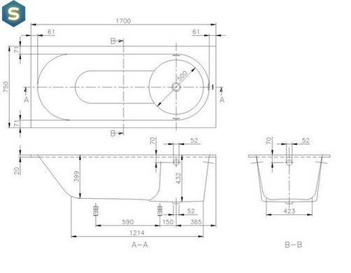 Ванна квариловая Villeroy&Boch Libra 170x75 UBQ170LIB2V-01