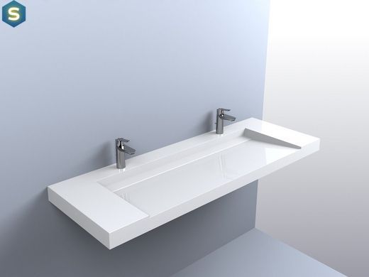 Умивальник Miraggio Olmos 1500 глянсовий з литого мармуру 1499x529x150 00114001, Білий