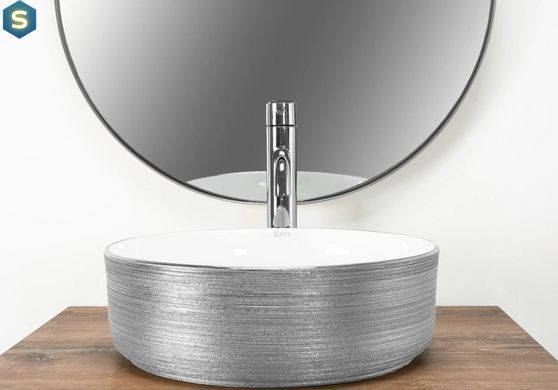 Умывальник Rea Sami brushed silver white накладной REA-U3304, Хром