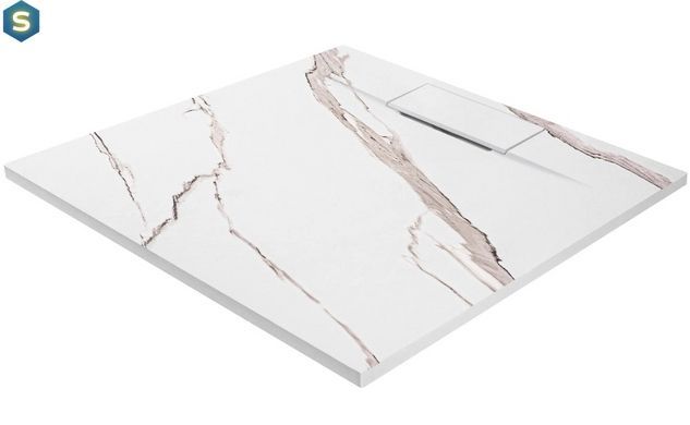 Душовий піддон Rea Bazalt 90x90 carrara white REA-K7002, Мармур