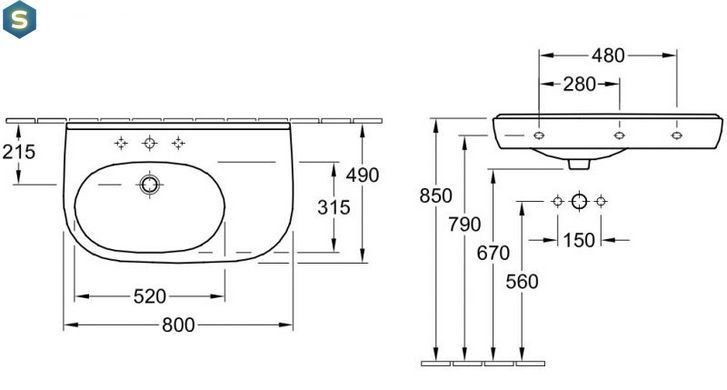 Умывальник Villeroy & Boch O.Novo 80x49 51608001, Белый