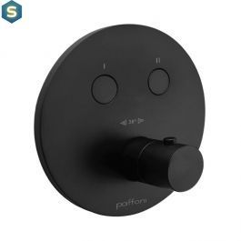 Душова система прихованого монтажу Paffoni Compact Box з термостатом на 2 споживача з верхнім душем &Oslash;225 мм black matt KITCPT018NO, Черный матовый